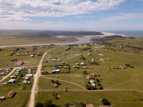 Aerial view of remote village in southern africa