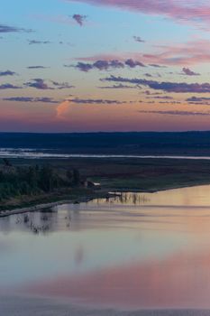 Guadiana view of the border between Portugal and Spain in Juromenha beautiful Alentejo landscape at sunset, in Portugal