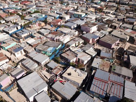 Aerial view over a township near Cape Town, South Africa