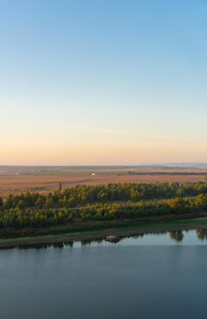 Guadiana view of the border between Portugal and Spain in Juromenha beautiful Alentejo landscape, in Portugal