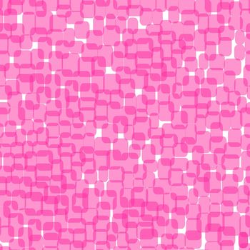 Abstract pink squares on white background. Seamless pattern with geometric print for wallpaper, web page, textures, card, postcard, faric, textile. Stylish ornament. Decorative vector illustration