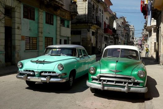 Old car in Havana backstreet, Cuba