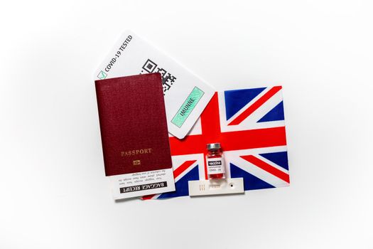 Immunity passport allows you travel during lockdown, Vaccination passport against covid-19 in the United Kingdom. Certificate for people who have had coronavirus or made vaccine.