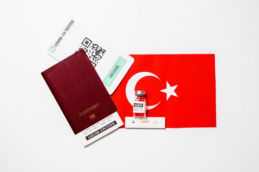 Immunity passport allows you travel during lockdown, Vaccination passport against covid-19 in Turkey. Certificate for people who have had coronavirus or made vaccine.