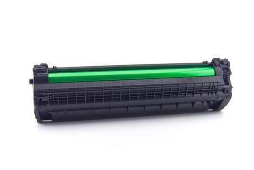 Toner cartridge for laser printer isolated on white background