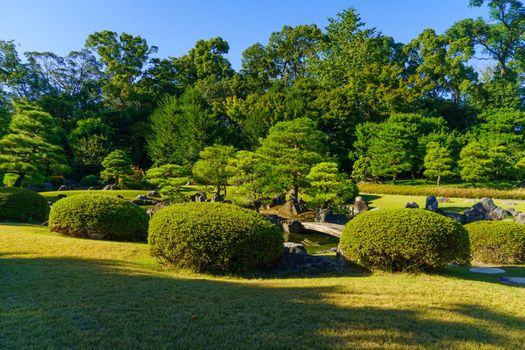 View of a garden in the Nijo Castle, in Kyoto, Japan
