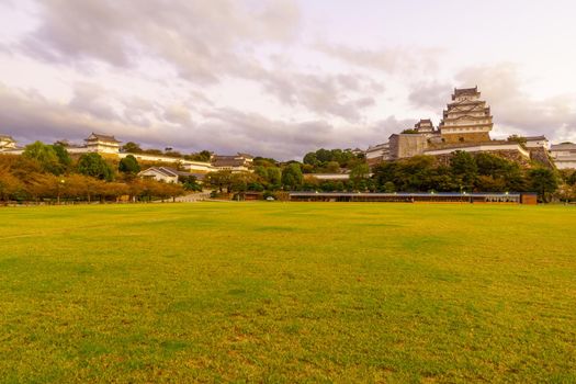 Sunrise view of the Himeji Castle, dated 1333, in the city of Himeji, Hyogo Prefecture, Japan