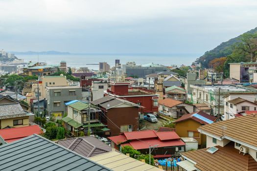 Sunset view of the city, in Atami, Izu Peninsula, Japan