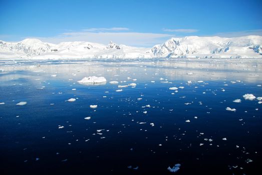 Antarctic landscape in sunny weather