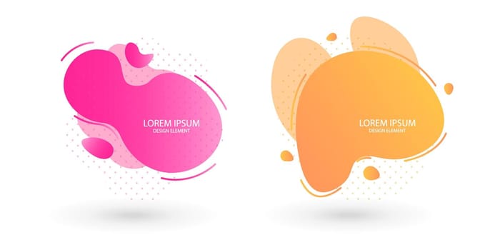 Fluid frame isolated on white background. Set of abstract liquid shapes, colorful elements, gradient waves with geometric lines, dynamical forms. Vector flat design for banners, flyers, business cards