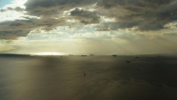 Beauty of colorful sky during the sunset from above Manila bay. Summer and travel vacation concept.