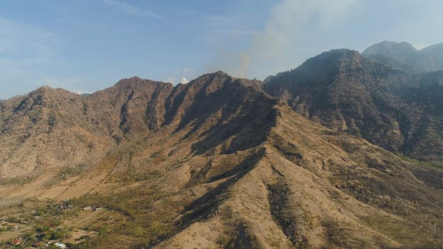 aerial view mountain landscape mountain range with high cliffs in drought