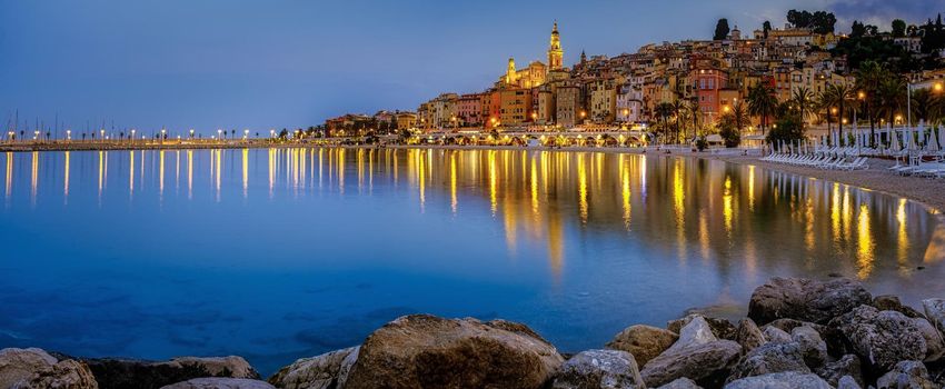 View on old part of Menton, Provence-Alpes-Cote d'Azur, France Europe during summer
