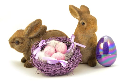 A few Easter Themed objects isolated over a white background.