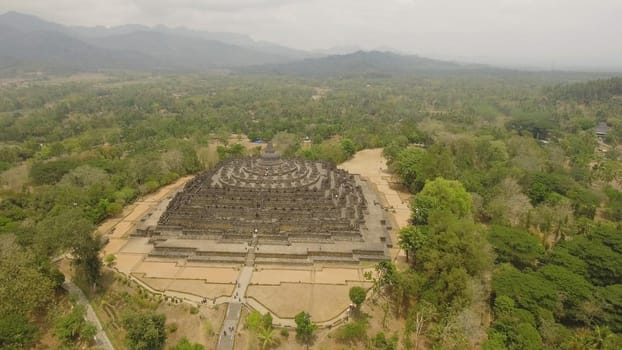 aerial view buddist temple Borobudur complex in Yogjakarta Java, indonesia. tourist attraction, Unesco world heritage. Candi Borobudur