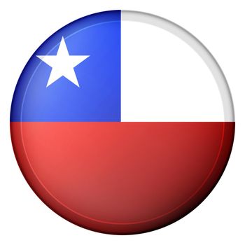 Glass light ball with flag of Chile. Round sphere, template icon. Chilean national symbol. Glossy realistic ball, 3D abstract vector illustration highlighted on a white background. Big bubble