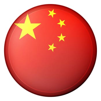 Glass light ball with flag of China. Round sphere, template icon. Chinese national symbol. Glossy realistic ball, 3D abstract vector illustration highlighted on a white background. Big bubble