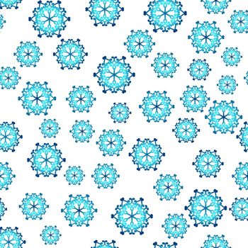 Winter seamless pattern with colorful gradient snowflakes on white background. Vector illustration for fabric, textile wallpaper, posters, gift wrapping paper. Christmas vector illustration