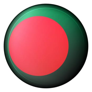 Glass light ball with flag of Bangladesh. Round sphere, template icon. National symbol. Glossy realistic ball, 3D abstract vector illustration highlighted on a white background. Big bubble