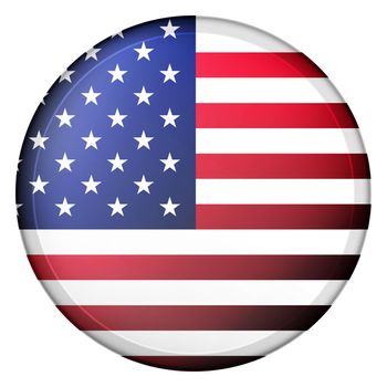 Glass light ball with flag of USA. Round sphere, template icon. American national symbol. Glossy realistic ball, 3D abstract vector illustration highlighted on a white background. Big bubble