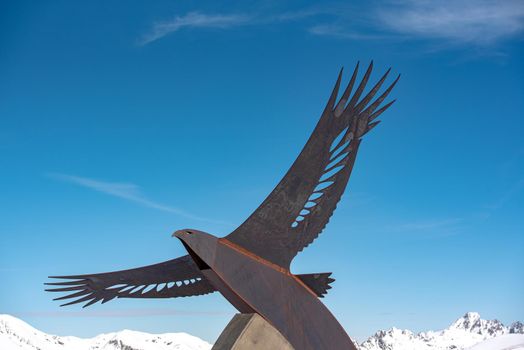 El Tarter, Andorra : 2021 Febraury 2 : Statues in commemoration of the 2016 alpine ski world cup in Andorra in 2021
