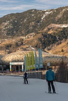 El Tarter, Andorra : 2021 Febraury 2 : Paking int COVID19 times Grandvalira ski resort on Andorra in 2021
