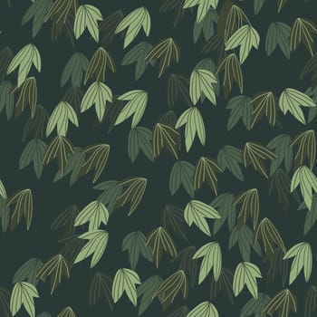 Floral seamless pattern with colorful exotic leaves on dark background. Tropic green branches. Fashion vector stock illustration for wallpaper, posters, card, fabric, textile