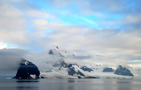 Sunny polar landscape on the Antarctic peninsula