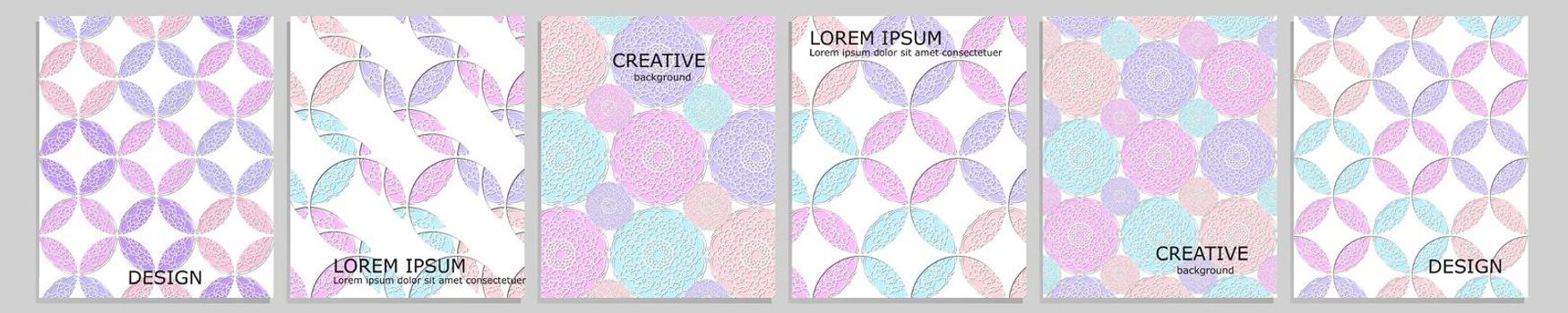 Set of vector cover notebook design. Abstract arabic arabesque template design with colorful circles for notebook paper, copybook brochures, book, magazine. Planner and diary cover for print