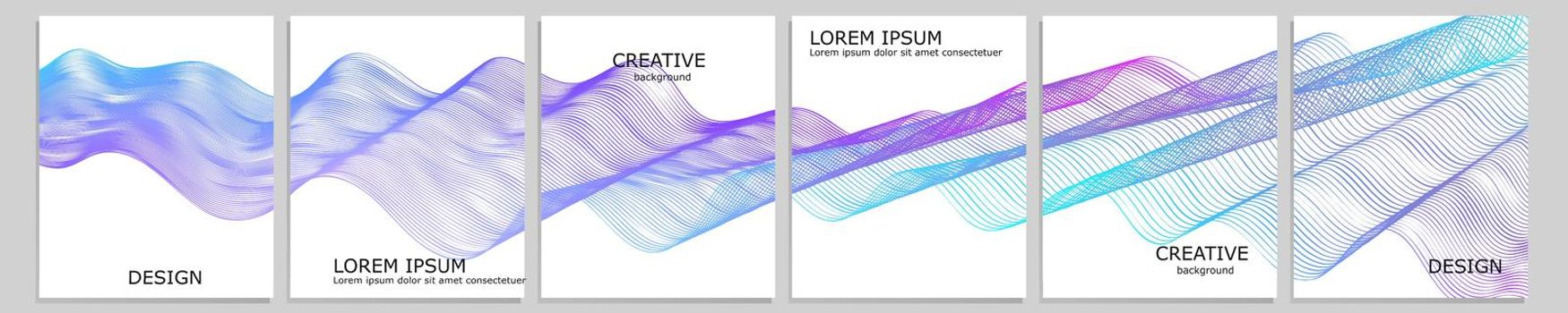 Set of vector cover notebook design. Abstract minimal waves gradient template design for notebook paper, copybook brochures, book, magazine. Planner and diary cover for print