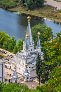 Svyatogorsk, Ukraine 07.16.2020.  View from above of the Holy Mountains Lavra of the Holy Dormition in Svyatogorsk or Sviatohirsk, Ukraine, on a summer day