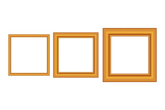 Set of squared golden vintage wooden frame for your design. Vintage cover. Place for text. Vintage antique gold beautiful rectangular frames. Template vector illustration