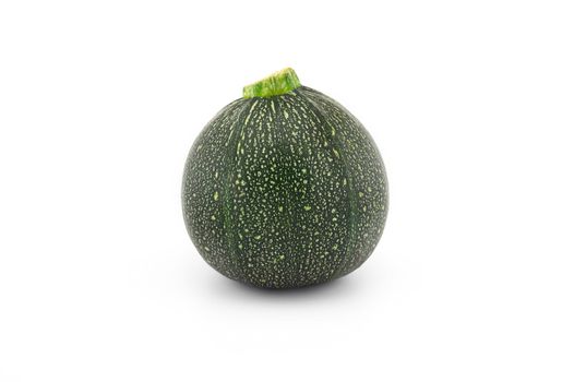 Green round courgette or zucchini isolated on white background