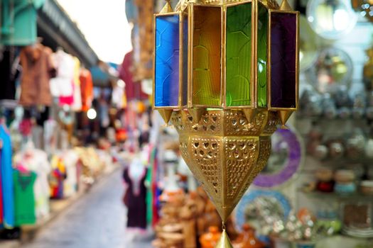 Lantern in old market in north african city