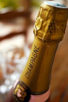 Bottle of Champagne in France