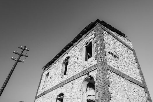 Abandoned buildings and machinery of the mining complex Trabia Tallarita in Riesi, near Caltanissetta, Italy