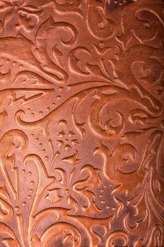 The Leather floral pattern background close up