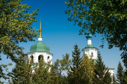 City landscape with a view of the Znamensky convent. Irkutsk, Russia