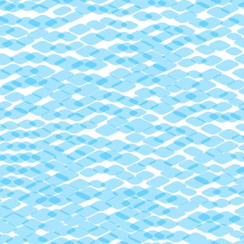 Abstract blue squares on white background. Seamless pattern with geometric print for wallpaper, web page, textures, card, postcard, faric, textile. Stylish ornament. Decorative vector illustration.