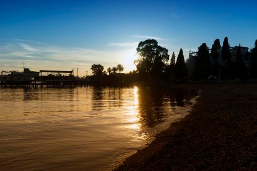 Sunset over the coastline of Sukhumi, Abkhazia.