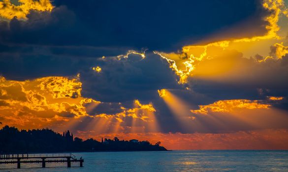 Beautiful sunset over the sea landscape.