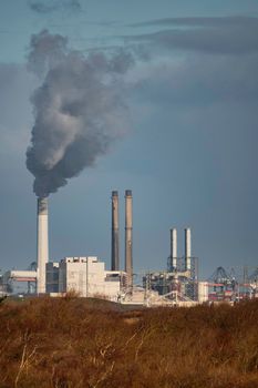 coal-fired power station on europort industrial area near rotterdam