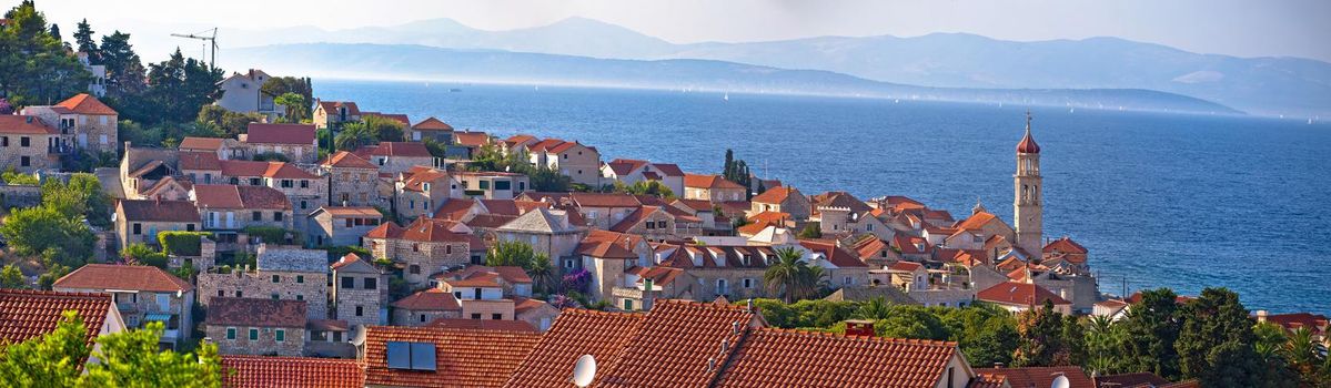 Town of Sutivan skyline panoramic view, Island of Brac, Dalmatia archipelago of Croatia

