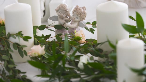 wedding decorations with flowers. Wedding Ceremony Scene.