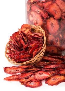 dried strawberry berries isolated on white background