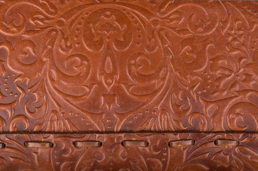 The Leather floral pattern background close up