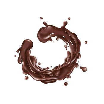 Liquid chocolate dynamic splash. Illustration in realistic style.