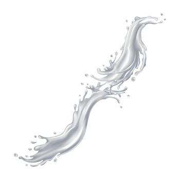 Milk liquid dynamic splash. Illustration in realistic style.