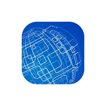 Vector modern techology icon on white background. global world backdrop