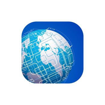 Vector modern techology icon on white background. global world backdrop